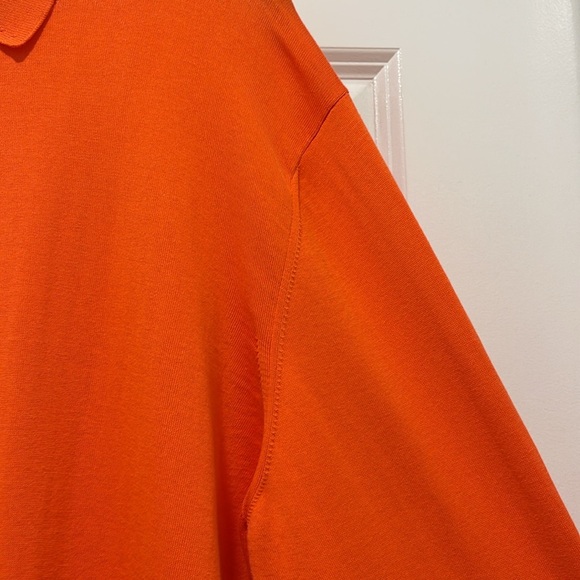 Paul Stuart Polo Long Sleeve Size Large Made in Italy Orange Sportswear - Picture 6 of 16